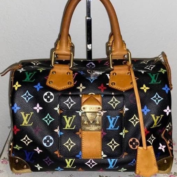 Louis Vuitton black noir multicolor speedy 30 Takashi Murakami 💯 % authentic - Picture 9 of 16
